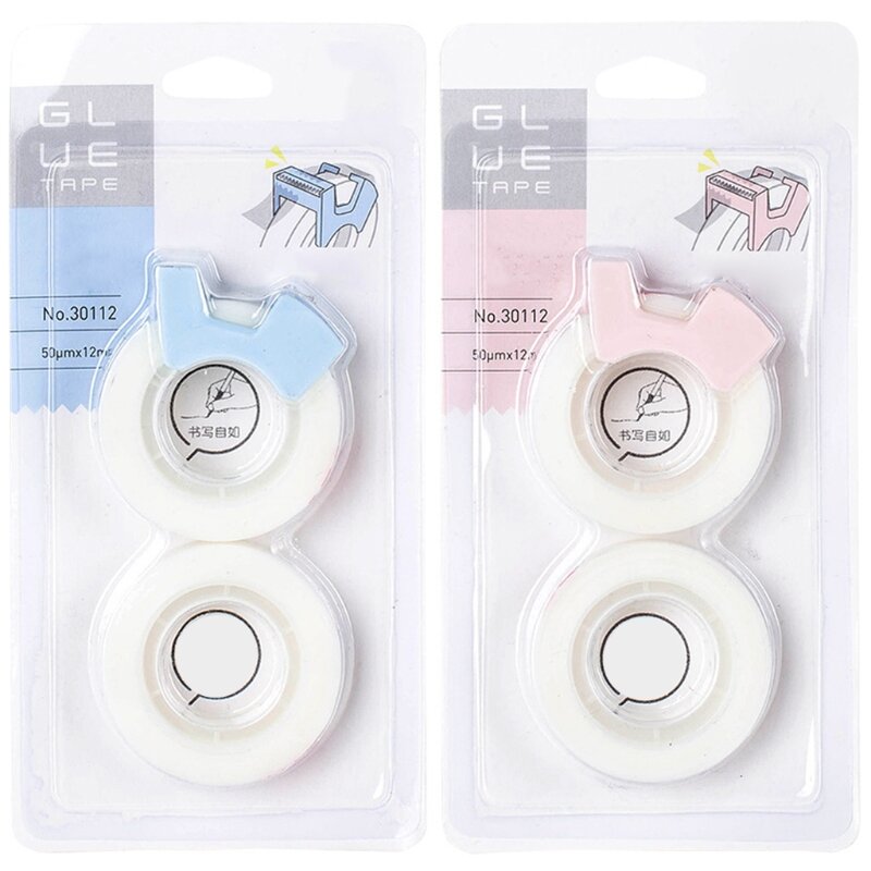 2Pcs Invisable Tapes with Tape Cutter Easy to Write Fit for Majority Surfaces