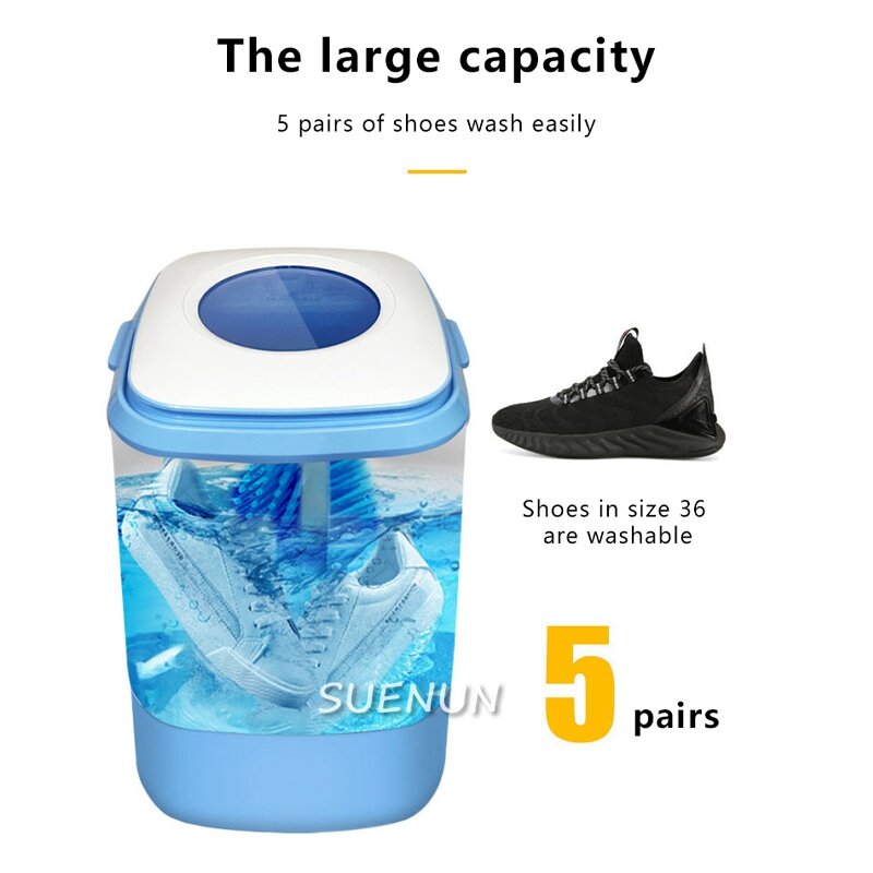 A nova máquina de lavar roupa da sapata é uma máquina de lavar e lavar roupa destacável da sapata do agregado familiar com luz azul integrada antibacteriana
