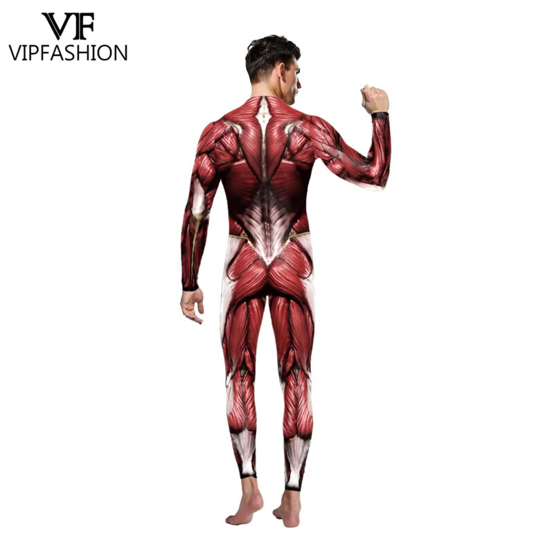 Moda VIP śmieszne muscle 3D nadruk Purim festival zentai body kombinezony kostiumy na Halloween dla mężczyzn