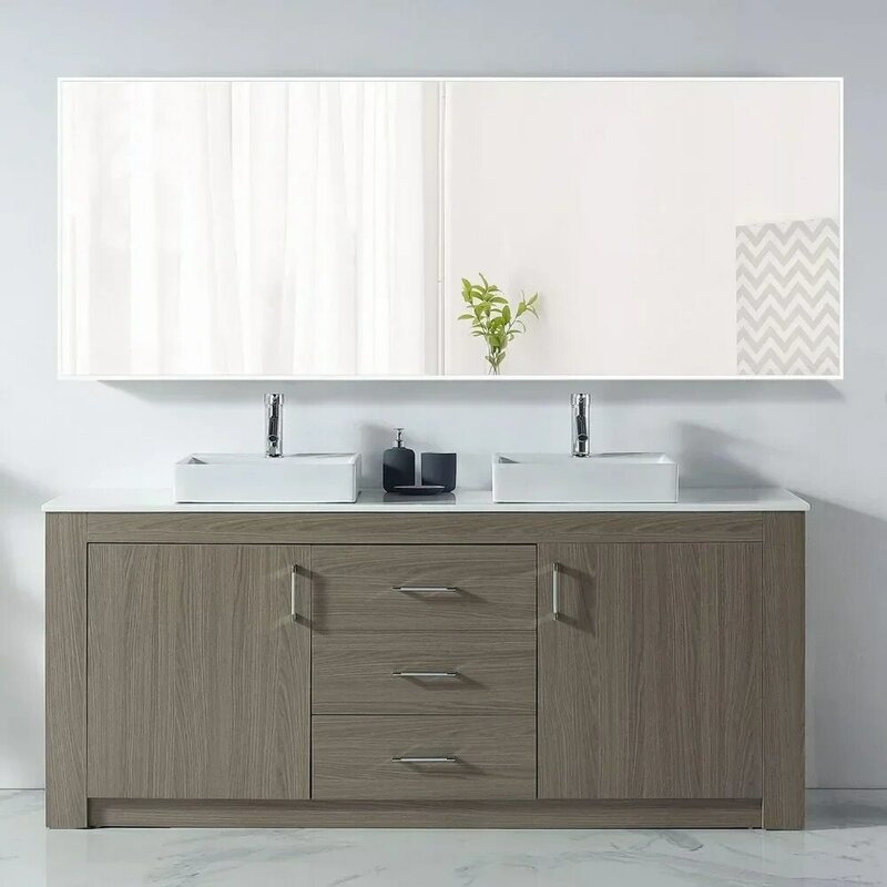 Полноразмерное напольное зеркало, большое настенное зеркало для ванной комнаты, белая тонкая рамка из алюминиевого сплава