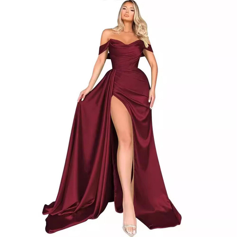 2024 Long One-piece Dress Gown Banquet High Dress Split Sexy Host One Shoulder Slim Party Evening Dress Elegant Party Dresses