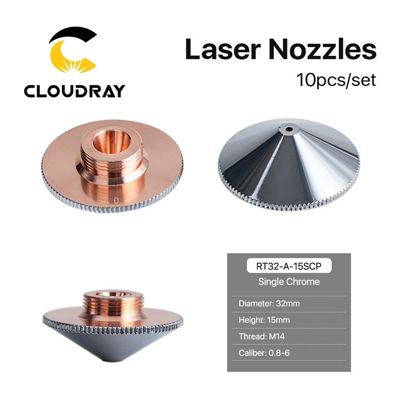 Clouddray-CNC溶接レーザーノズル、手すりツール直径32mm、h15、口径0.8-6.0、単一および二層、CNCマシン、10個