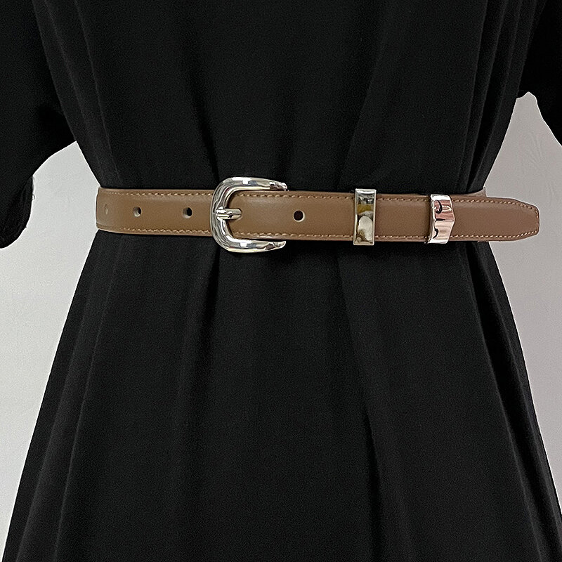 Women's Runway Fashion Vintage Genuine Leather Cummerbunds Female Dress Corsets Waistband Belts Decoration Narrow Belt TB1236