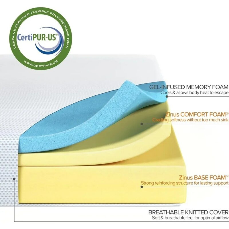 Bed-in-a-Box Futon Pad Certipur-US zertifizierte Queen-Matratze 12-Zoll-Grüntee Kühlgel Memory Foam Matratze Glasfaser frei