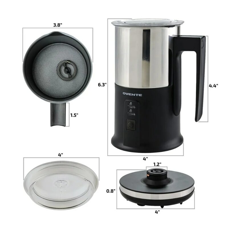 Electric Stainless Steel Milk Frother and Steamer, Portable Non Stick Milk Warmer Auto Shut-Off Function Hot and Cold Foam
