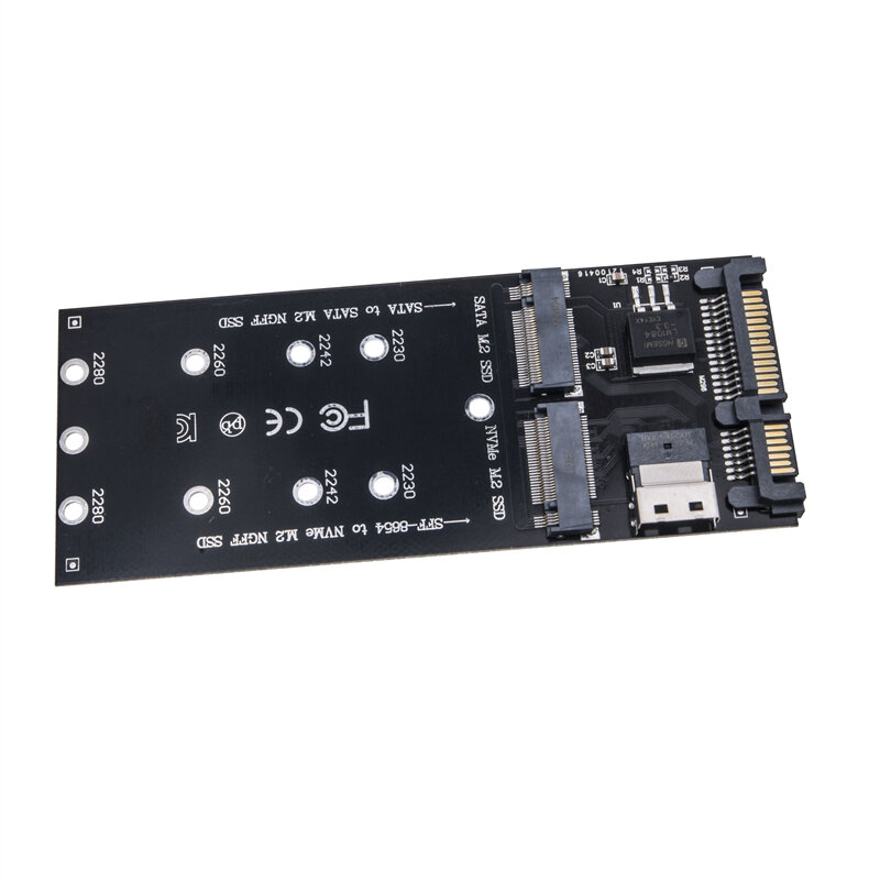 M2 Adapter SSD M.2 SATA SSD do SATA + M2 konwerter NVME SSD na SFF-8654 22Pin karta rozszerzeń SATA na M2 dla komputera stacjonarnego