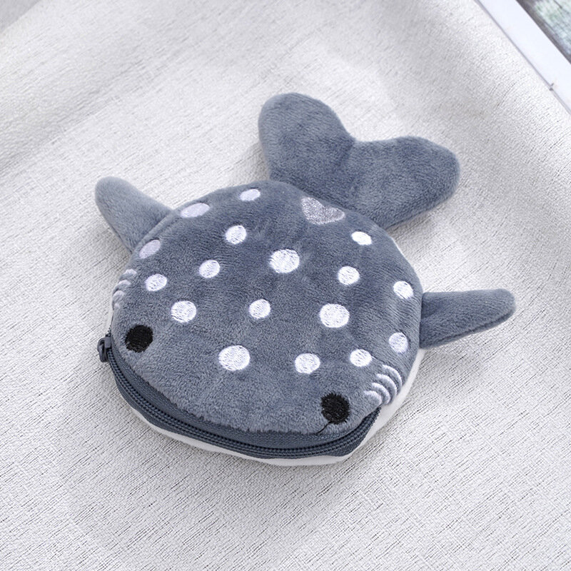 Cartoon Cute Whale Shark Coin Purse Kawaii Wallet Portable Plush Coin Bag Key Earphone Coin Organizer Handkerchief Storager Bag