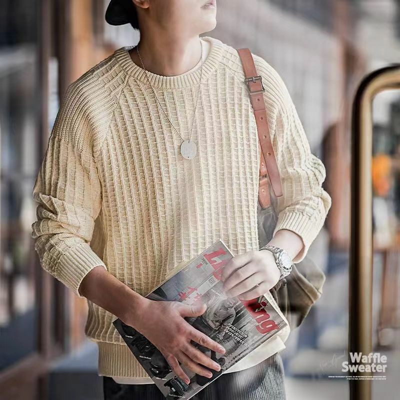 Fashion O-Neck Loose Solid Color Sweaters Men's Clothing 2023 Autumn Winter Oversized Knitted Casual Pullovers All-match Tops