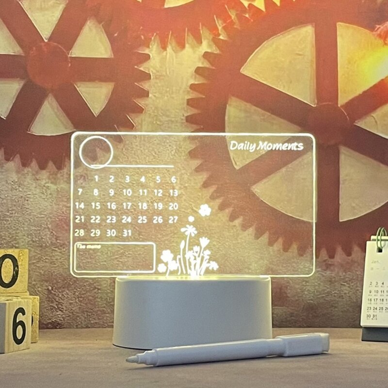 Transparent Acrylic Calendar Desk Memo Board Erasable Marker Included for Office