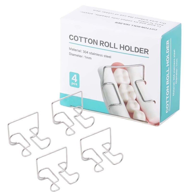 4Pcs Dental Cotton Roll Holder Clip Stainless Steel Dental Lab Supplies Clinic Ortho Isolator Tool Autoclavable Cotton Roll Clip
