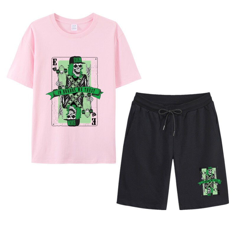 Nuova tuta Unisex t-shirt in cotone e pantaloncini sportivi palestra Jogging manica corta abiti estate maschile Casual o-collo Tees Suit