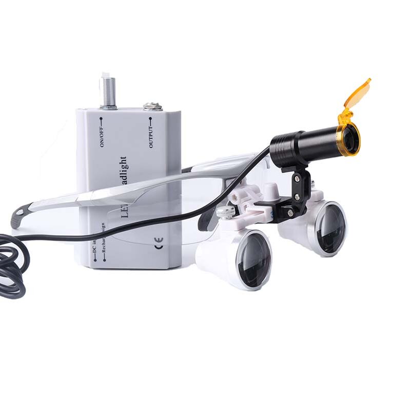 Dental Loupes Dental Lab  Magnification Binocular Magnifying Glass 2.5/3.5x420 Headlight Headlamp 5W Set Metal Box