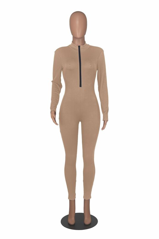 2022 Solid nero/grigio manica lunga Skinny tuta donna elastico High Outfit moda Fitness Sportwear pagliaccetti Slim Streetwear