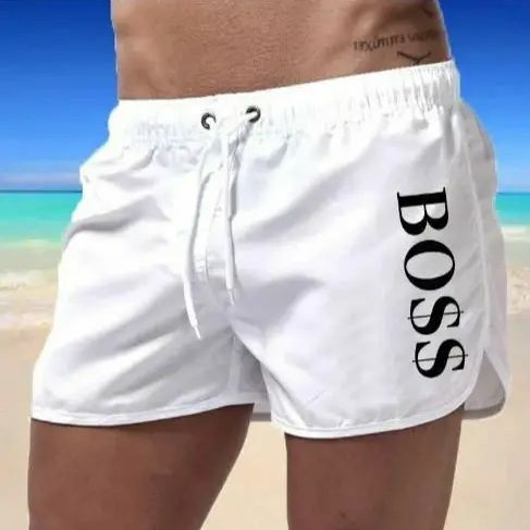 Shorts masculinos de corrida com secagem rápida para três quartos, praia fina, calção de natação solta casual, verão