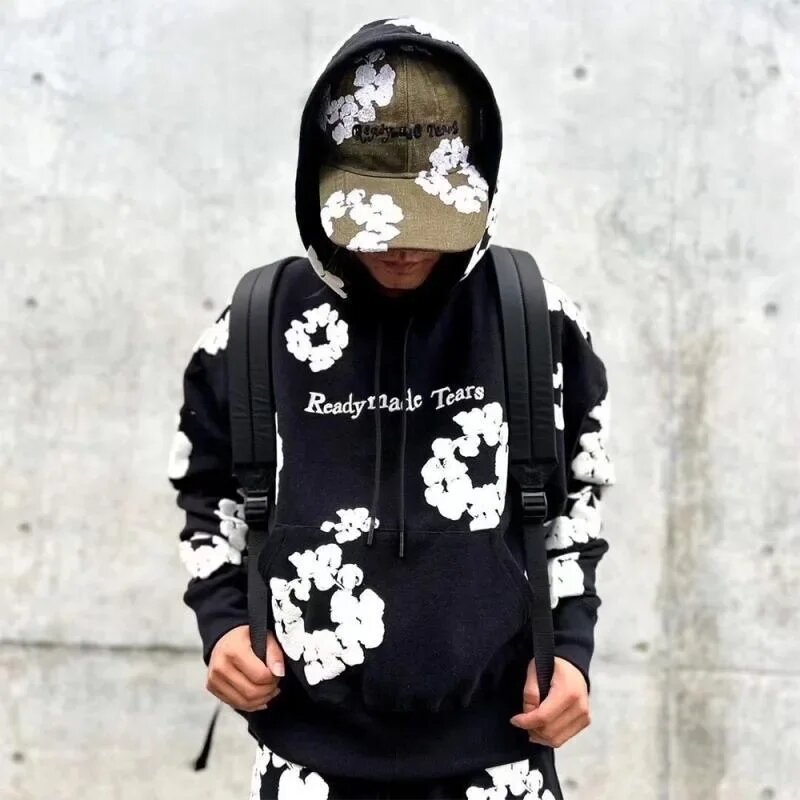 Pakaian pria Y2K Pullover hoodie pria, Atasan pakaian jalanan Vintage motif tulisan Kapok busa Gotik Hip Hop