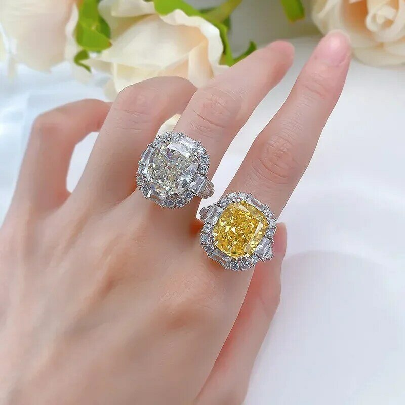 Bague en diamant topaze faite à la main pour femme, coupe coussin, 100% argent regardé 925, bague de mariage, bijoux de fiançailles, 8 carats