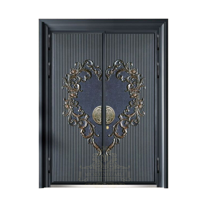 Puerta doble de entrada de seguridad a prueba de balas de aluminio fundido de diseño de lujo para Villa