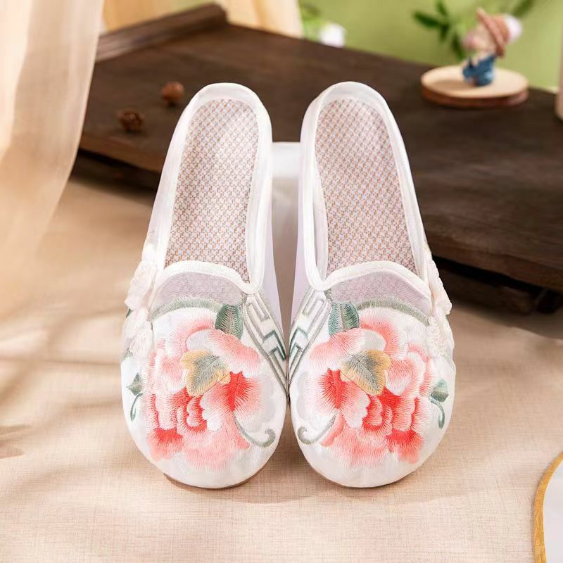 Zapatillas de verano de malla Baotou para mujer, suela plana bordada, suela suave, antideslizante, Zapatillas de casa para exteriores, envío gratis, nuevas