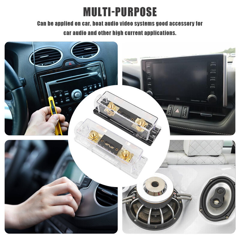 2/3 Car Audio System With Durable Alloy And Brass-copper Fuse Holder High-performance Anl Fuse Holder transparent 60A