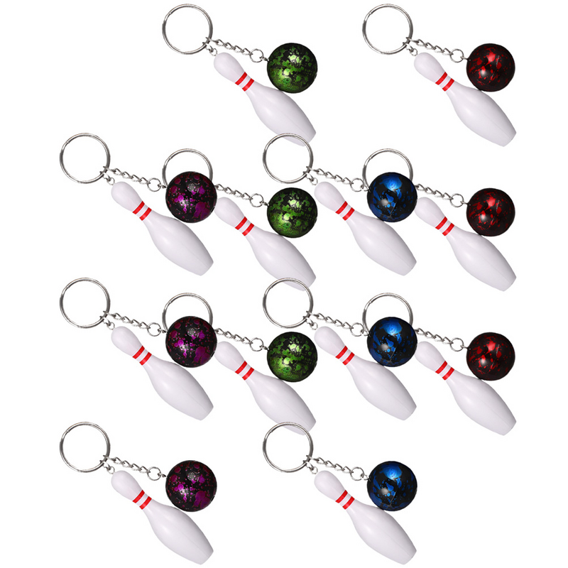 12 Pcs Bowling Key Chain Chritmas Gift Mini Key Chains Decorations Valentines Day Presents Rings Decors Pvc Sports Gifts