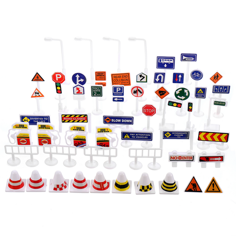 56Pcs Plan Toys Set di segnali stradali segnaletica stradale parcheggio segnaletica stradale Set scena bambini educativi