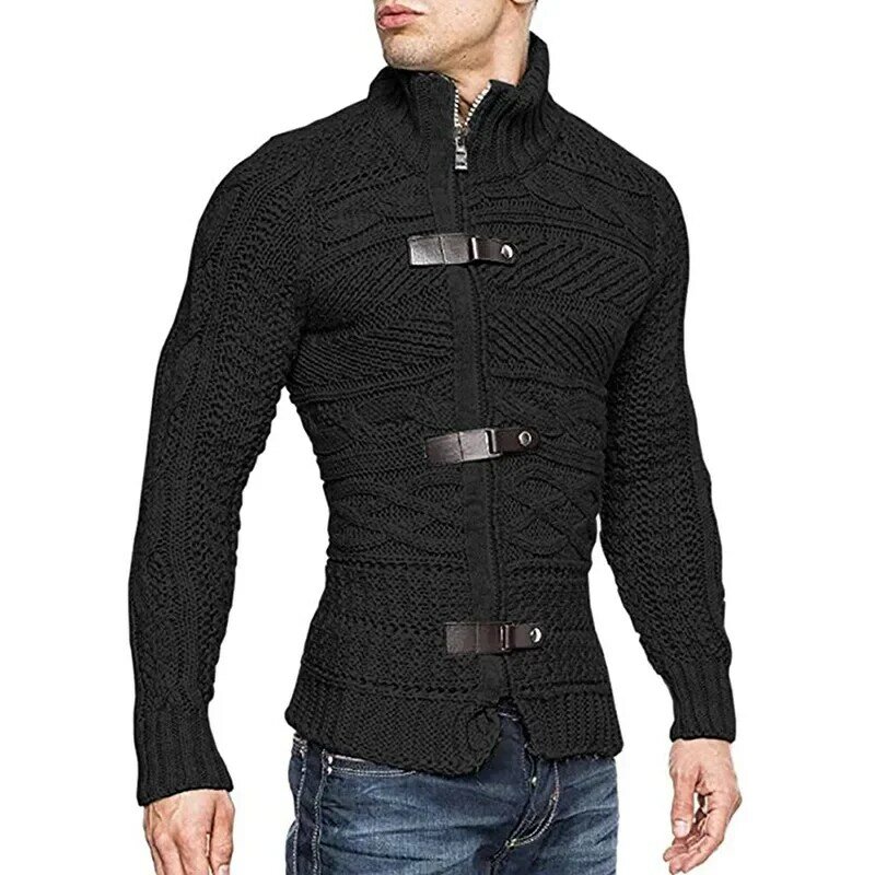 Pull à col roulé en fibre acrylique extensible pour hommes, pull tricoté, manteau d'hiver, 2022