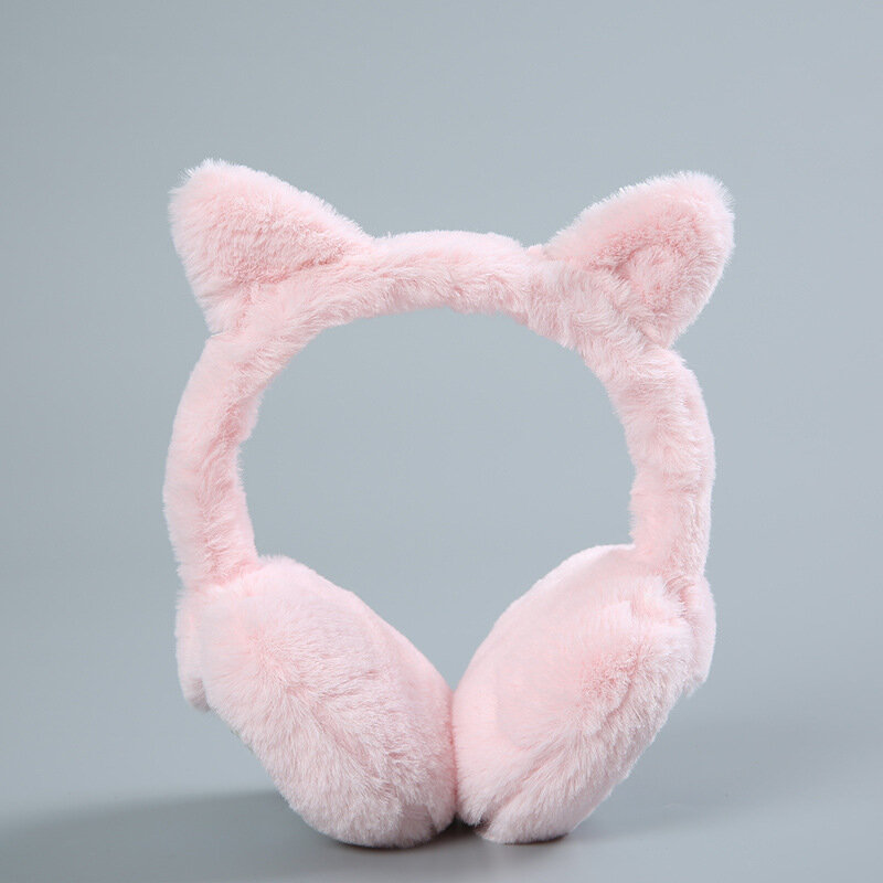 Protège-oreilles à paillettes pour femmes, 1 pièce, doux, couleur unie, Protection contre le froid, oreilles de chat
