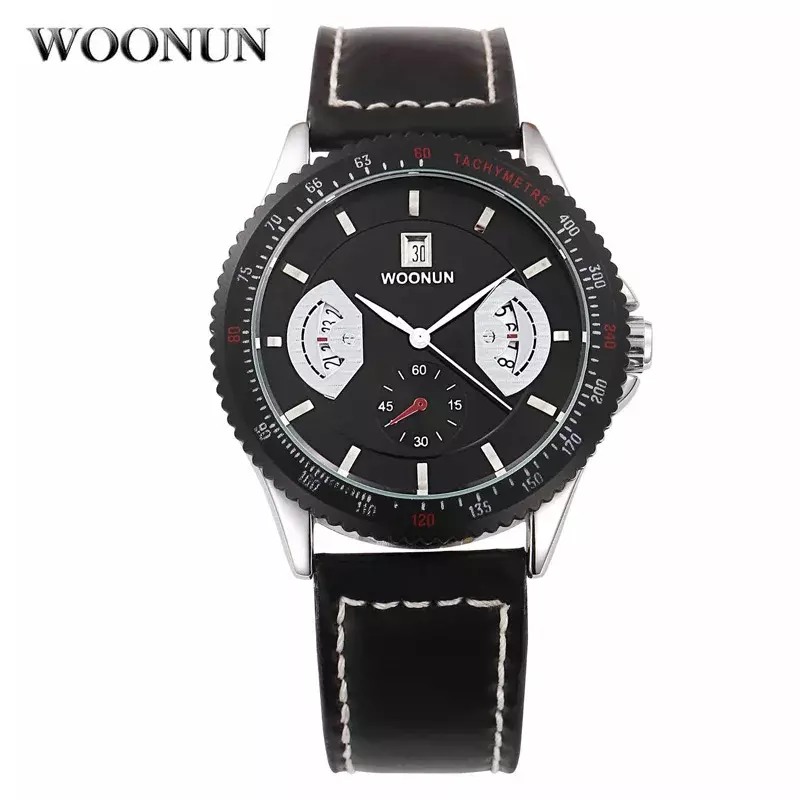Relógio quartzo masculino com pulseira de couro, relógios vermelhos para homens, relógio esportivo, moda
