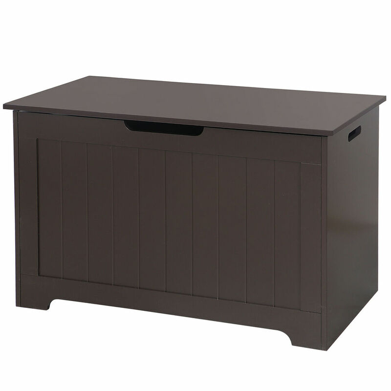 Wooden Toy Box Entryway Storage Chest Bench w/2 Safety Hinge Organizer Furniture