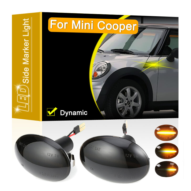 Smoked Lens Waterproof LED Side Fender Marker Lamp Flowing Turn Signal Light For Mini Cooper R55 R56 R57 R58 R59 2007-2013