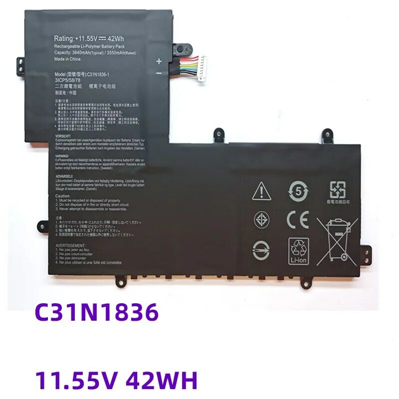 새로운 11.55V 42Wh C31N1836 배터리 3ICP5/58/78 Chromebook C204MA-BU0030 C204MA-GJ0080 C204MA-YS02-GR