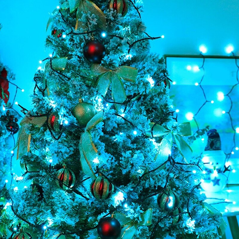 Luces LED coloridas con Control remoto, luces portátiles impermeables para Halloween y Navidad, luces para árboles con enchufe estadounidense, fácil de instalar