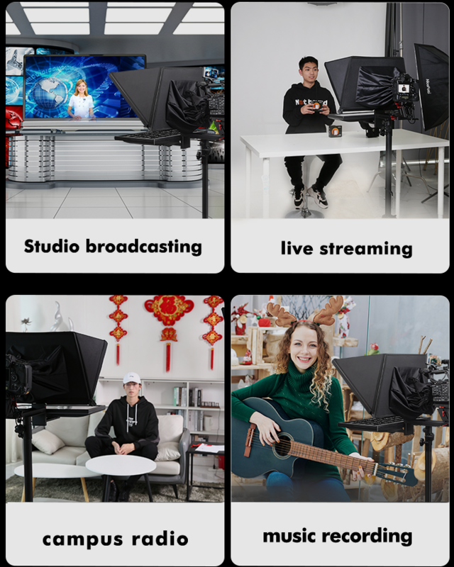 Desview-T22 Professional Broadcast Teleprompter, DSLR Camera, Photo Studio, iPad, Smartphone, Entrevista Gravação