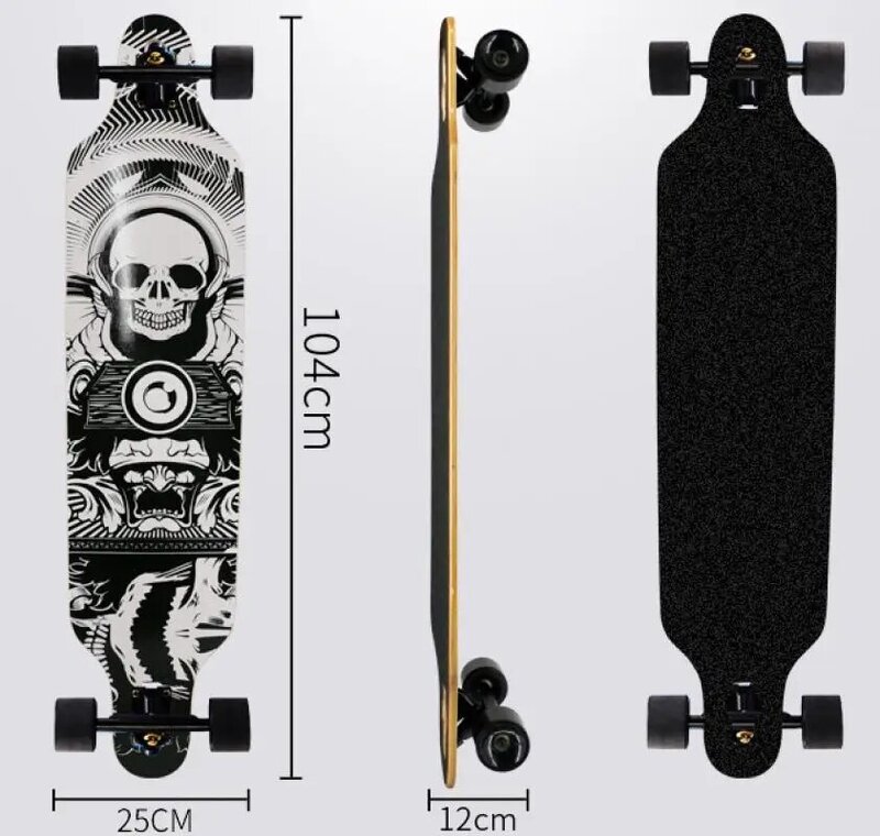 4 Wielen Aluminium Skateboard Balans Turner Professionele Carver Skateboards Volwassen Geprinte Patronen Beginner Tiener Lang Board