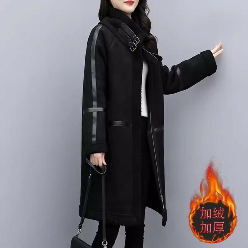 5XL большой размер, Женская осенне-зимняя плюшевая утепленная Меховая куртка, Длинные теплые парки, высококачественное женское двухстороннее меховое пальто, пальто