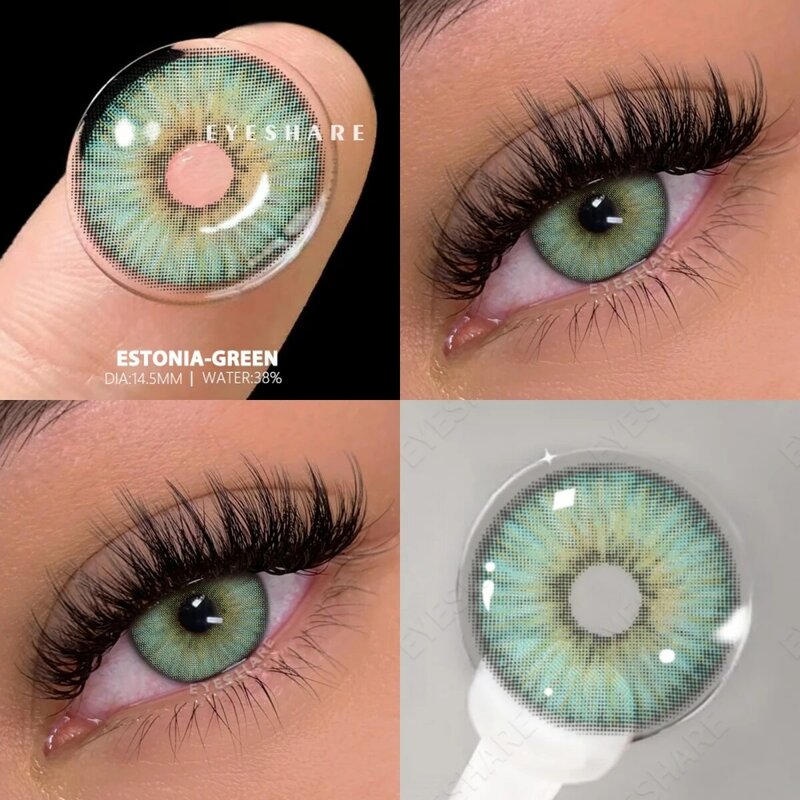 Eyeshare คอนแทคเลนส์สีเขียวแฟชั่นใหม่2ชิ้นสำหรับตาสีน้ำตาลคอนแทคเลนส์สีฟ้าเครื่องสำอางประจำปี