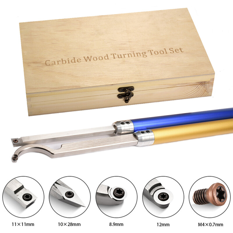 6 in1/4 in1 Woodworking Tool Carbide Inserts Tipped Lathe Turning Tool Kit Boring Bar Holder Set for Wood Processing Handheld