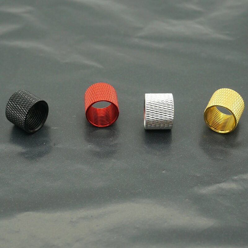Adattatore per tubo flessibile in alluminio da 14mm con filettatura in senso antiorario nero rosso argento oro