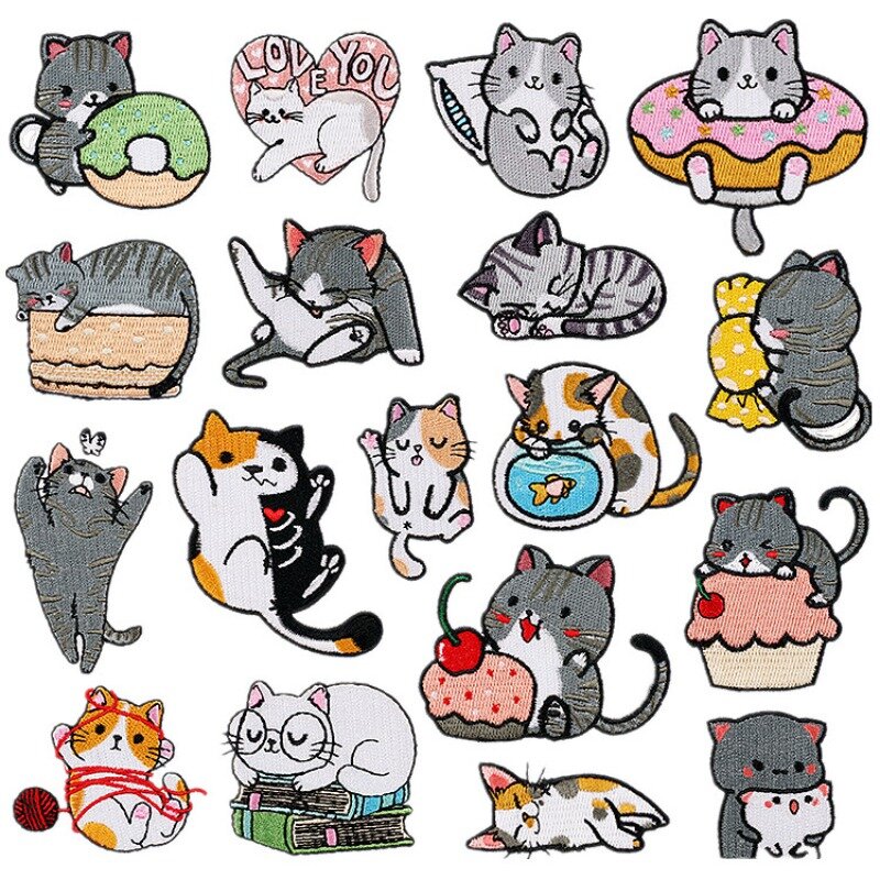Nowe zwierzę kociak kot DIY emblemat plakietka haftować łatka na odzież kapelusz torba spodnie Jean naklejka materiałowa ozdobny element akcesoriów