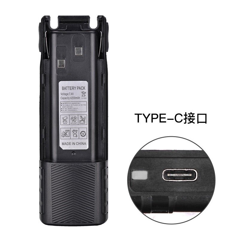 Baofeng Espessado Bateria, Suporte Tipo C Carregamento, Adequado para Baofeng UV8D, 82 Placa Elétrica, BL-8, 3800mAh