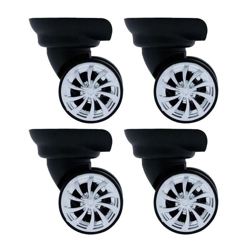 4x Luggage Suitcase Wheels PP Pet Easy to Install Flexible Rotation Black Luggage Accessories Durable Universal Luggage Wheels