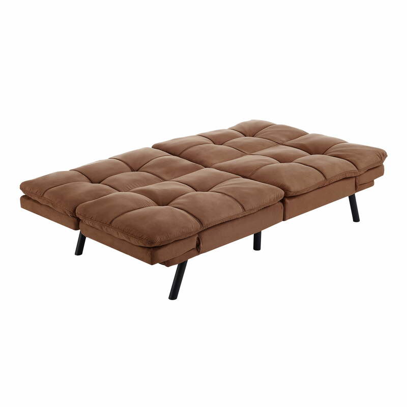 Memory Foam Futon with Adjustable Armrests , Fabric for Adults Living Room Furniture