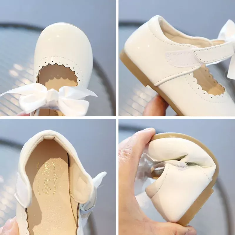 Sepatu kulit Princess anak-anak, sepatu dansa bayi perempuan versi Korea, sepatu tunggal multifungsi pita lucu baru 2024