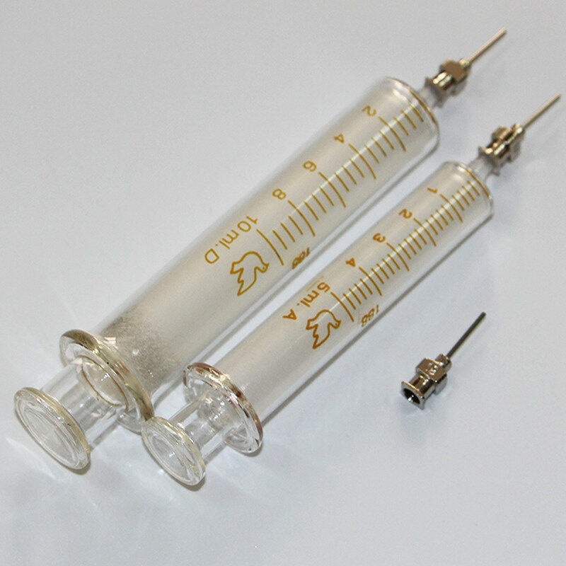 Glass Syringe 5ml 10ml Syringe Metal Needle Welding Oil Container Glass Push Rod Mobile Phone Repair Tools