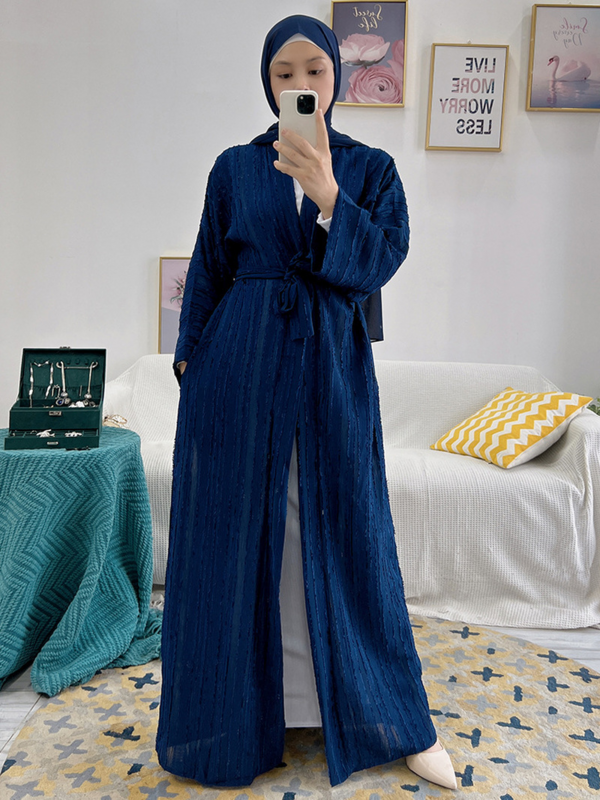 เปิดตลาดชั้น Abaya Cardigan Corset Robe Femme Musulman สง่างามสีทึบชุดสตรีสำหรับดูไบโมร็อกโกยุโรปและอเมริกา
