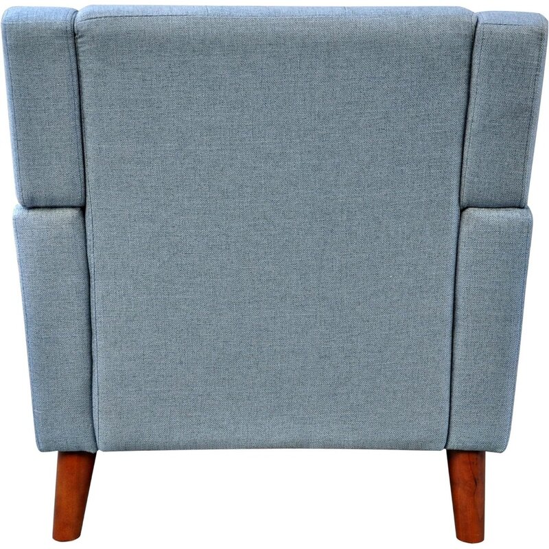 Silla de brazo de tela moderna de mediados de siglo para sala de estar, sillón de cuero azul y nogal, muebles de madera para Café y Café