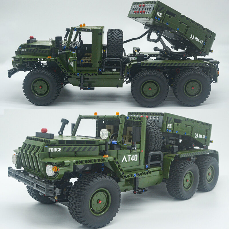 T4011 Technical Car Moter Power APP telecomando Katyusha Rocket Launcher mattoni Building Blocks giocattoli costruzione militare