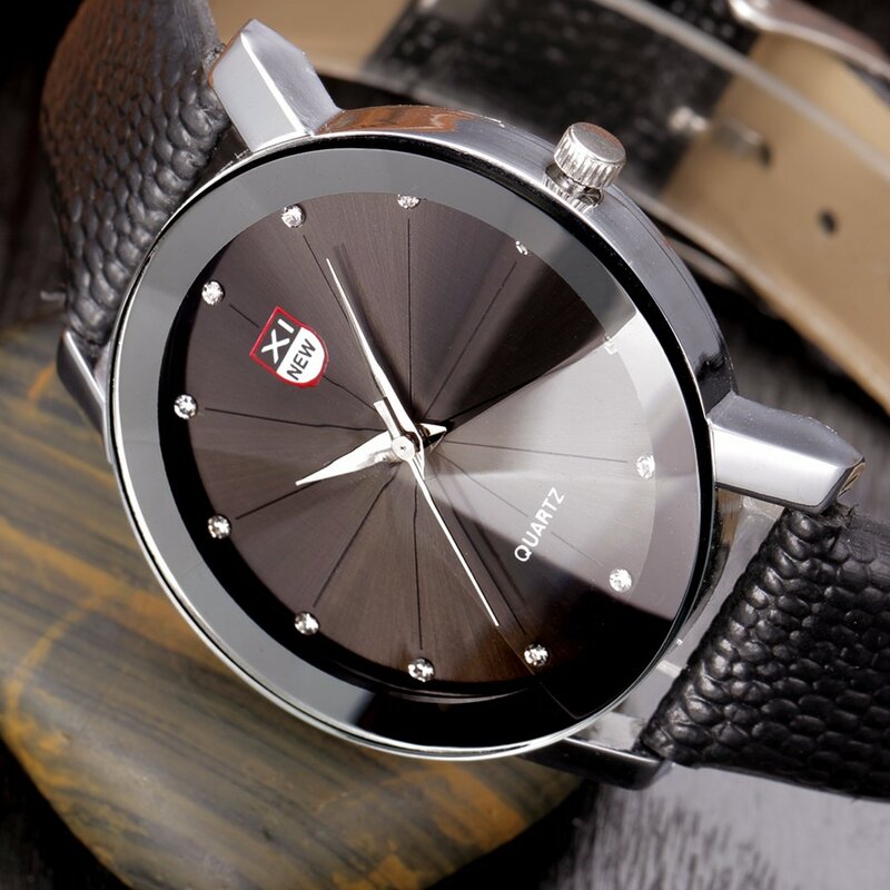 Men'S Luxury Stylish Timekeeper Trend Vintage Leather Band Stainless Steel Dial Quartz Wrist Watches часы мужские наручные