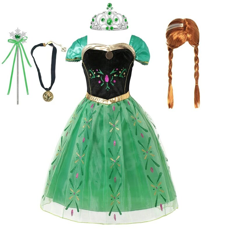 Gaun pesta ulang tahun anak perempuan, kostum putri, gaun pesta ulang tahun mewah, kostum Elsa Frozen, pakaian anak-anak 2023