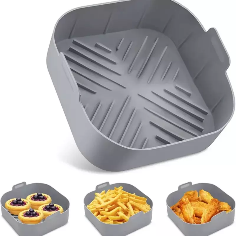 20cm Silicone Air Fryers Liner Basket Square Reusable AirFryers Pot Tray Heat Resistant Food Baking AirFryer Oven Accessories